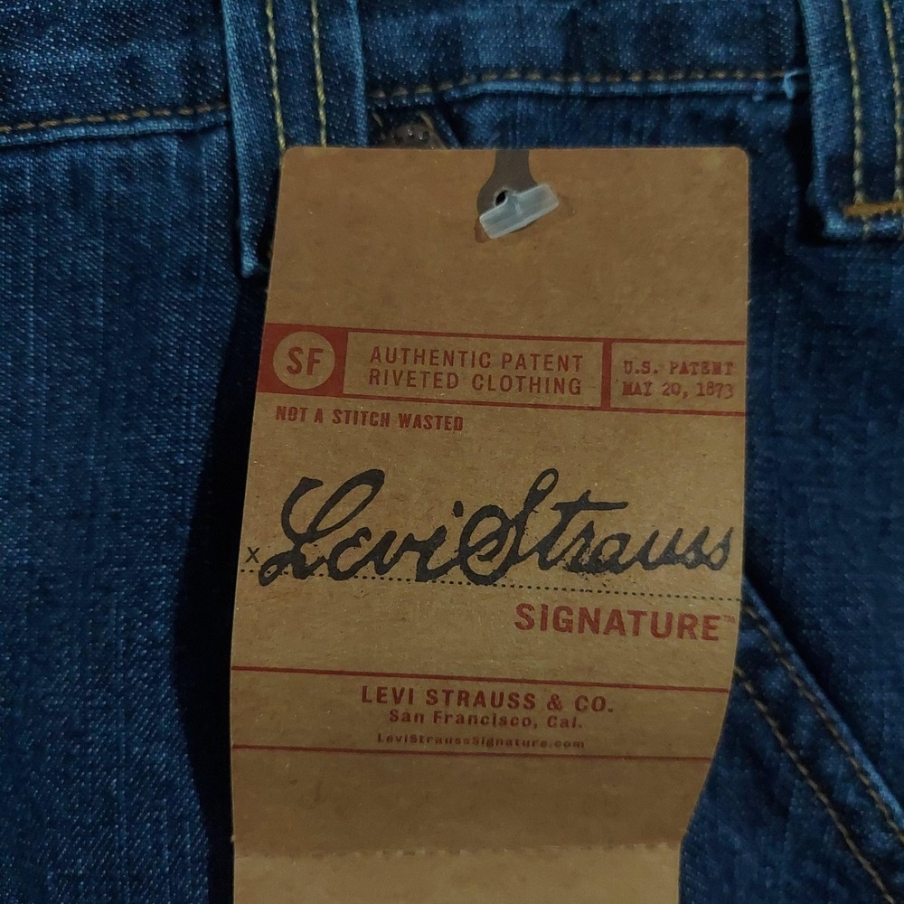 Levi Strauss Signature Shorts Mens 36x12 Blue Denim Cargo Relaxed Fit Baggy Y2K - Picture 3 of 9